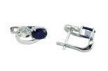 Серьги из серебра с сапфиром и фианитами овал 5х7 мм 47473