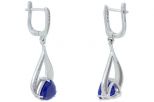 Серьги из серебра с сапфиром и фианитами треугольник 9х9х9 мм 47475