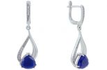 Серьги из серебра с сапфиром и фианитами треугольник 9х9х9 мм 47475
