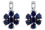 Серьги из серебра с сапфиром овал 3х5 мм и 6 кругов 3 мм 47477
