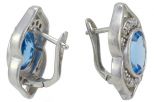 Серьги из серебра с топазом и фианитами овал 8х10 мм 47497
