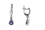 Серьги из серебра с аметистом капля 6х10 мм 47568