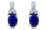Серьги из серебра с сапфиром и фианитами овал 5х7 мм 47600