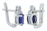 Серьги из серебра с сапфиром и фианитами овал 5х7 мм 47600