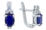 Серьги из серебра с сапфиром и фианитами овал 5х7 мм 47600