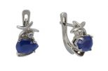 Серьги из серебра с сапфиром и фианитами капля 7х10 мм 47604