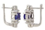 Серьги из серебра с сапфиром и фианитами овал 6х8 мм 47613
