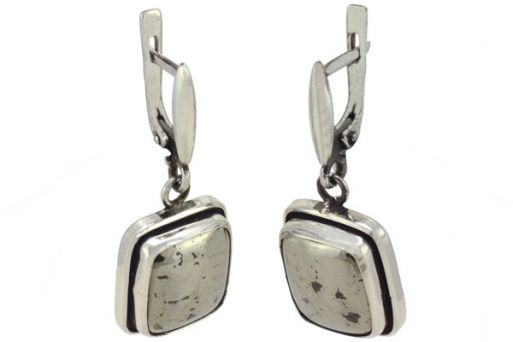 Серьги из серебра 925 пробы с пиритом.