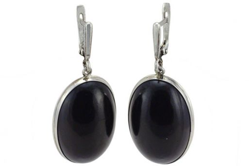 Серьги из серебра 925 пробы с гагатом.