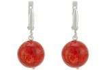Серьги из серебра с кораллом красным шар 14 мм 47759