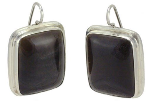 Серьги из серебра 925 пробы с обсидианом.