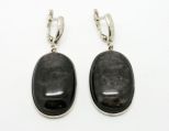 Серьги из серебра с обсидианом овал 20х32 мм 47779