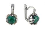 Серьги из серебра с малахитом круг 8 мм 47801