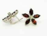 Серьги из серебра с гранатом цветок 5 маркиз 4х8 мм 47803