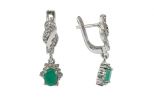 Серьги из серебра с изумрудом и фианитами овал 5х7 мм 47925