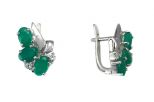 Серьги из серебра с изумрудом и фианитами 3 овала 4х6 мм 47930