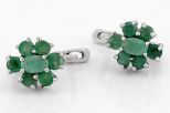 Серьги из серебра с изумрудом 7 камней цветок 47938