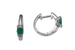 Серьги из серебра с изумрудом и фианитами круг 4 мм 47942