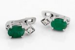 Серьги из серебра с изумрудом и фианитами овал 5х7 мм 47955