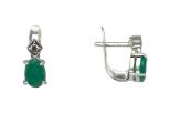 Серьги из серебра с изумрудом и фианитами овал 5х7 мм 47955