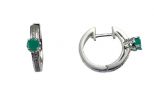 Серьги из серебра с изумрудом и фианитами круг 4 мм 47957