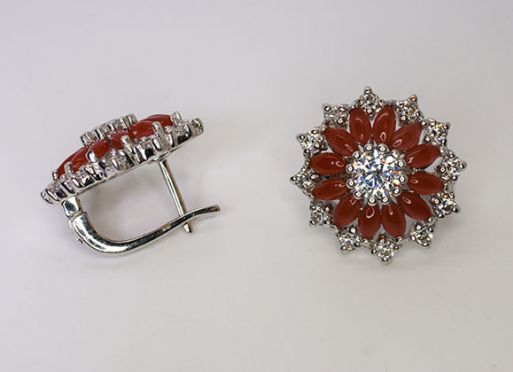 серьги сердолик CZ 11,0гр* ― Самоцветы мира