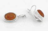 Серьги из серебра с сердоликом овал 10х14 мм 48161   