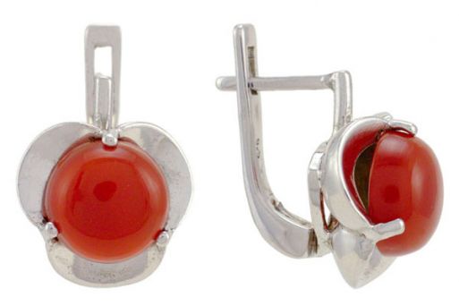 Серьги из серебра 925 пробы с сердоликом.