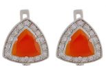 Серьги сердолик с фианитами.Вес 6.4 гр.