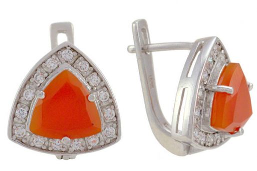 Серьги из серебра 925 пробы с сердоликом.
