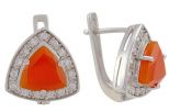 Серьги сердолик с фианитами.Вес 6.4 гр.