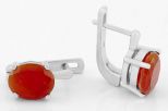 Серьги из серебра с сердоликом овал 8х10 мм 48169