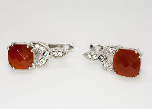 серьги сердолик СZ 8,4гр* ― Самоцветы мира