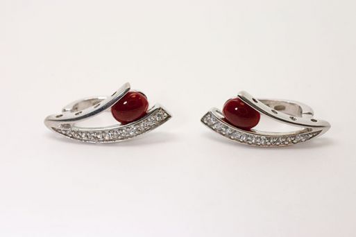 серьги сердолик CZ 6,7гр* ― Самоцветы мира