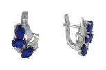 Серьги из серебра с сапфиром и фианитами 3 овала 4х6 мм 48234
