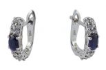 Серьги из серебра с сапфиром и фианитами овал 4х6 мм 48238