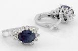 Серьги из серебра с сапфиром и фианитами овал 6х8 мм 48248
