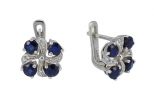 Серьги из серебра с сапфиром и фианитами 4 круга 4 мм 48252