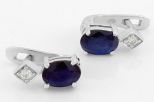Серьги из серебра с сапфиром и фианитами овал 5х7 мм 48257