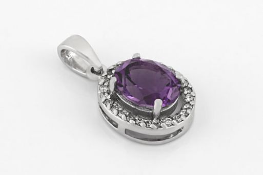 Серебряный кулон с аметистом 48350 купить в магазине Самоцветы мира