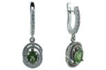 Серьги турмалин с фианитами. Вес 7,5 гр.