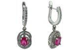 Серьги турмалин с фианитами. Вес 7,5 гр.