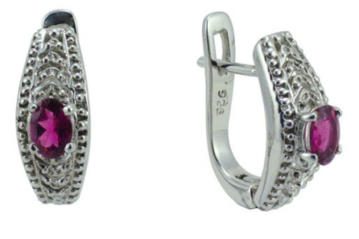 Серьги из серебра 925 пробы с турмалином.