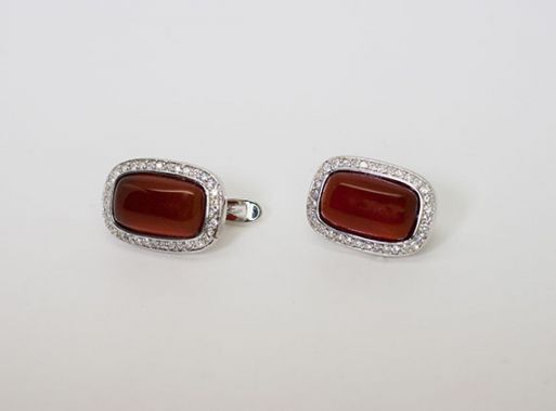серьги сердолик CZ 8.7гр* ― Самоцветы мира
