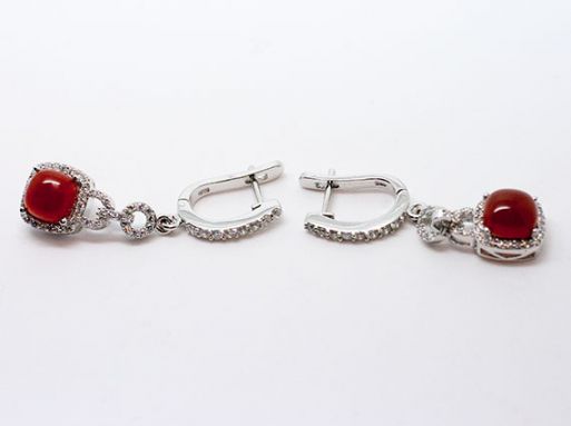 серьги сердолик CZ 8.1гр* ― Самоцветы мира