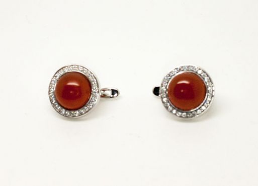 серьги сердолик CZ 11,5гр* ― Самоцветы мира