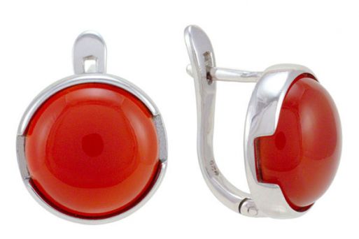 Серьги из серебра 925 пробы с сердоликом.
