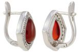 Серьги сердолик с фианитами. Вес 8.3 гр.
