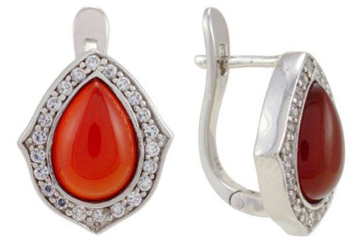 Серьги из серебра 925 пробы с сердоликом.