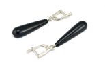 Серьги из серебра с агатом чёрным капля 9х30 мм 48560